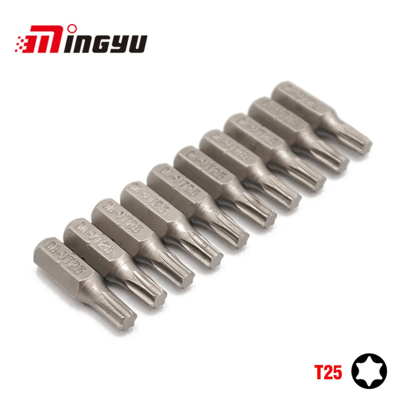

10 шт., 1/4 дюйма, 25 мм, набор отверток Torx T25, инструменты для ремонта, набор отверток, сверло с шестигранным хвостовиком для электробытовых ручных инструментов