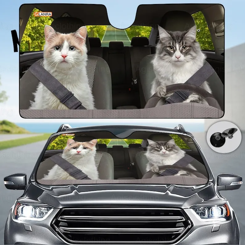 

Кошачий солнцезащитный козырек для пары, Солнцезащитный кошачий козырек для лобового стекла, Автомобильный декоративный экран, кошачий солнцезащитный козырек, чехол для лобового стекла автомобиля, подарок для пары,