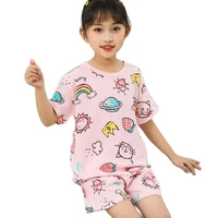 kids 3 8year girls clothing sets summer thin comfortable pajamas home costume for children t shirtshorts clothes suit