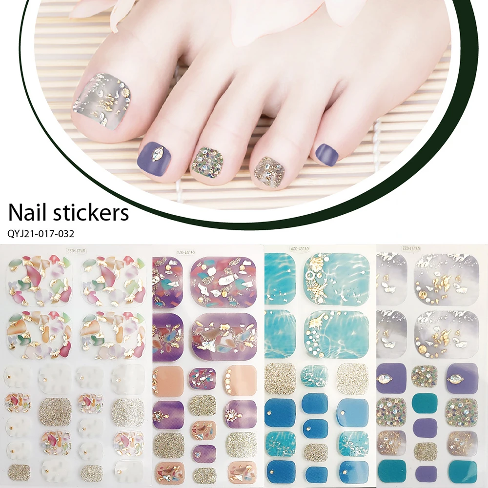 

22Tips Full Nail Wraps Nail Decal 3D Glitter Foil Toenail Sticker DIY Full Cover Self-adhesive Waterproof Manicure Decorations