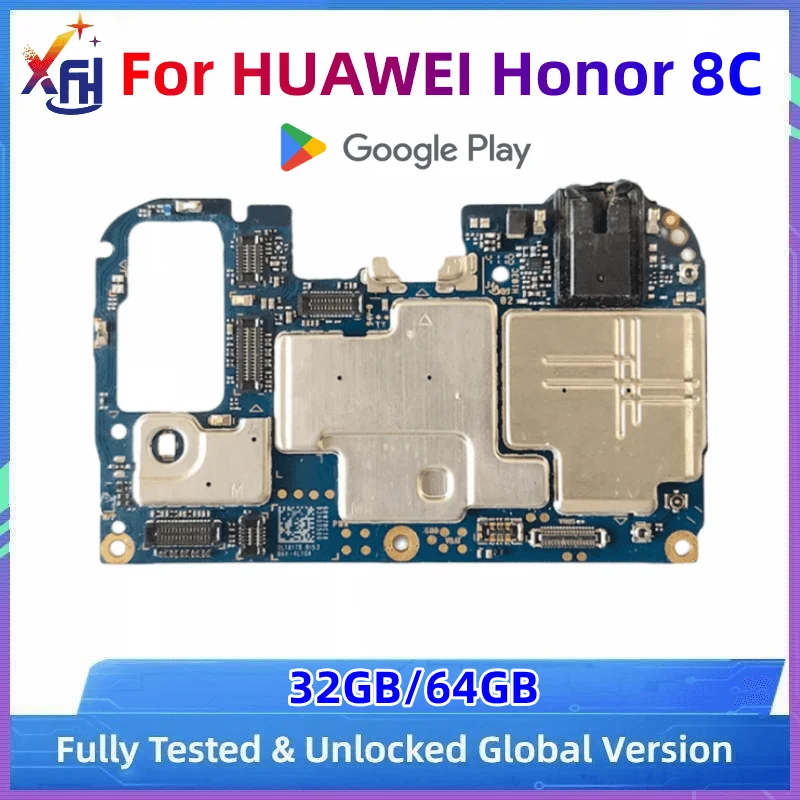 

XIFEHHE Original Global Unlocked For HUAWEI Honor 8C Motherboard 32GB 64GB Logic Board Mainboard With Full Chips 100% Tested