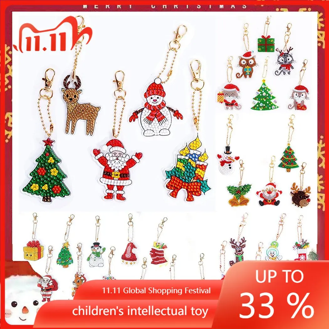 

5D DIY Полная алмазная живопись, подвеска на рождественскую елку, брелок, искусство, сумка, украшение, рождественский подарок, наборы для ручно...