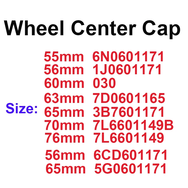 

20pcs 76mm 70mm 65mm 63mm 60mm 56mm 55mm Car Wheel Center Cap For VW 3B7601171 Hub Caps Logo Rims Covers Badge Sticker Emblem