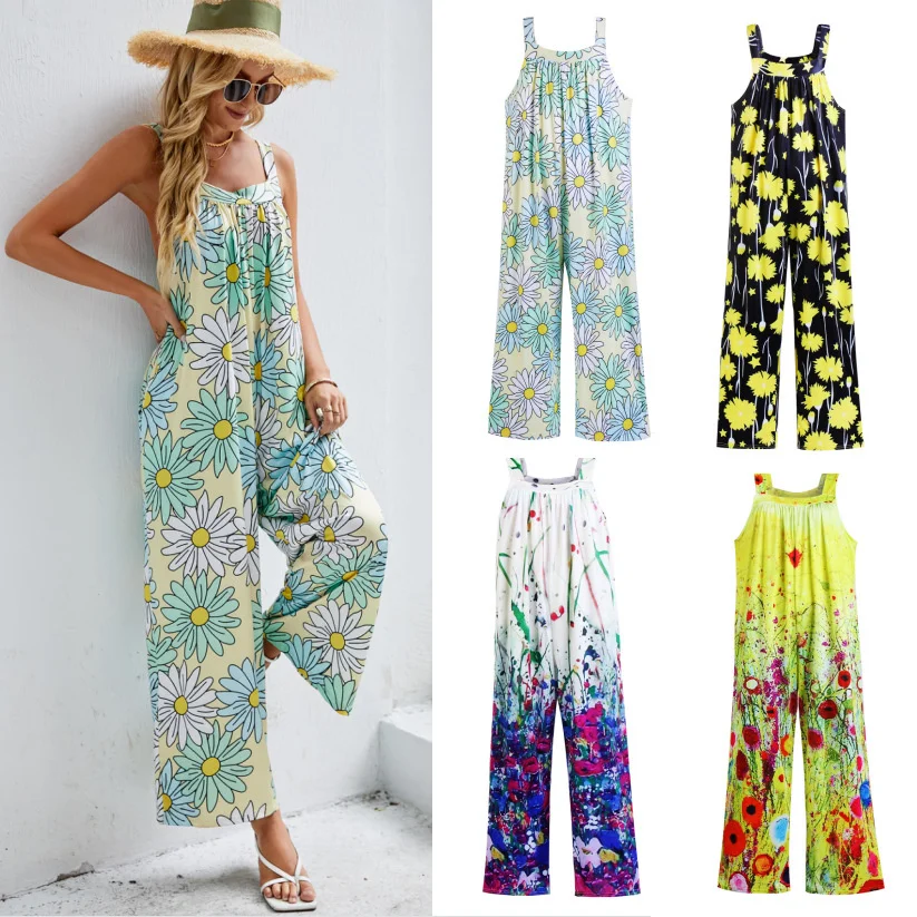 

Новинка весна-лето 2023, длинное платье с брюками, комбинезон с арабским принтом, длинные брюки с широкими штанинами, модная повседневная одежда