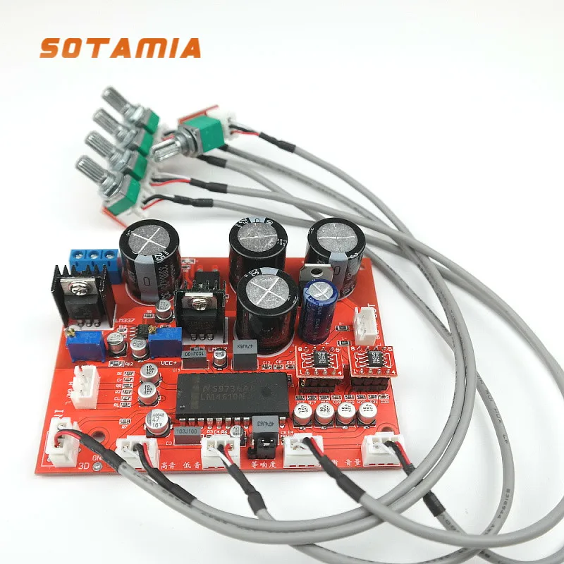 

SOTAMIA LM4610N Preamp Amplifier Audio Tone Board OP275 OP AMP Volume Tone Adjustment LF353 LM317 LM337 Servo Power Supply