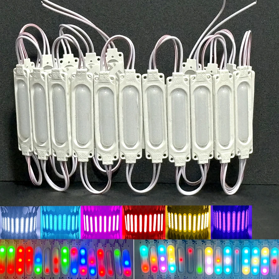 Фото 20PCS/lot 10 Colors Available 12V RGB Highlight Led Module Waterproof IP65 COB Light Strip Backlight Shop Banner Car Decoration №1