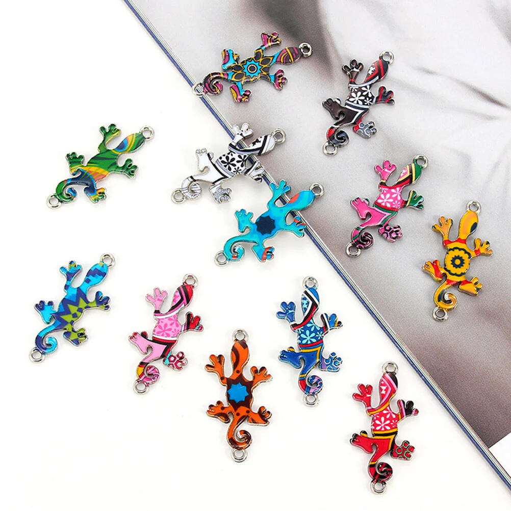 10 Pcs Charm Gecko Jewelry Making Charms Bracelets Necklace Earring Crafts Pendant Alloy Animal Printing Supplies DIY