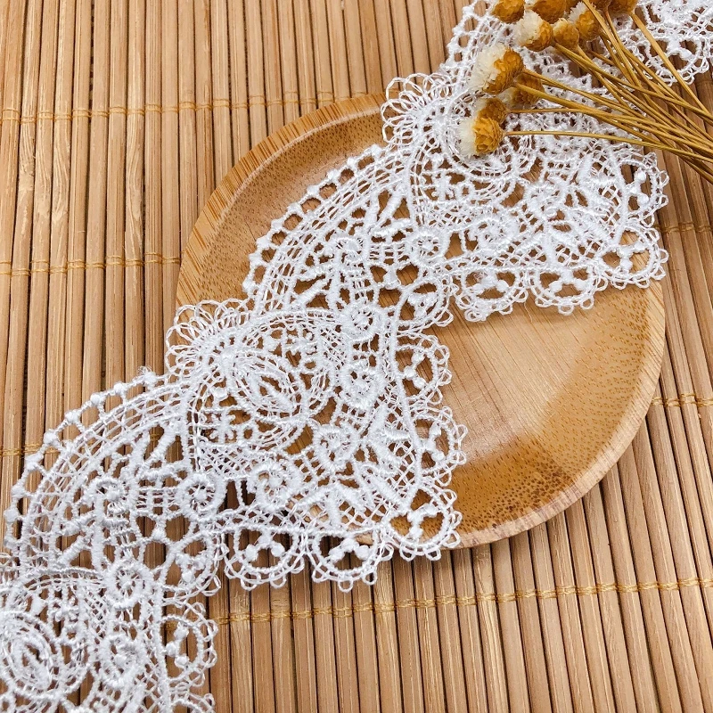 

30Yards White Black Lace Trim Fabric Venice Flower Fancy Lace Patch Trim Ribbon Lace DIY Accessories 5.4cm Wide