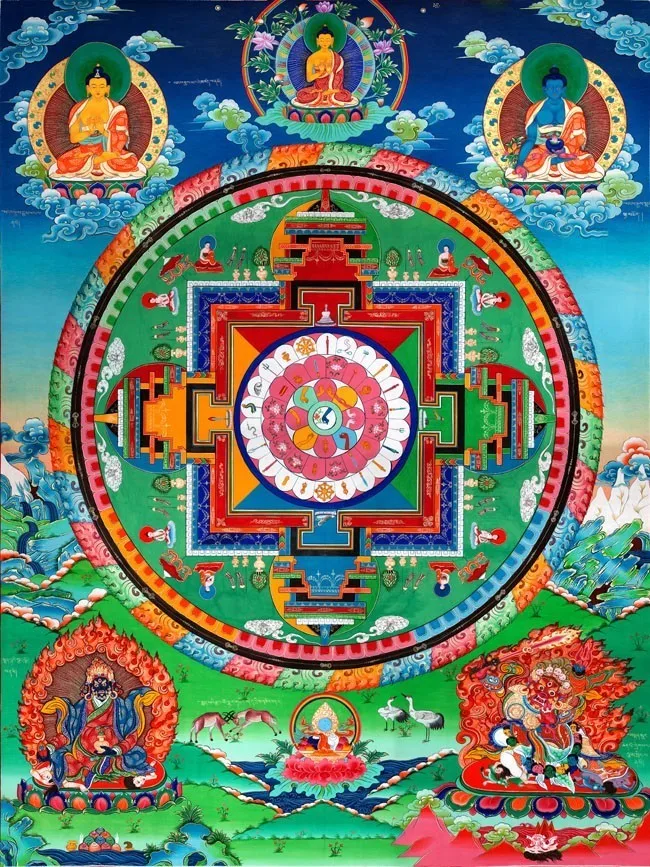 

Wholesale Buddhist supplies--60CM LARGE--Greco-Buddhist Tibet Medicine Buddha Mandala Thang-ga print Thangka painting on canvas