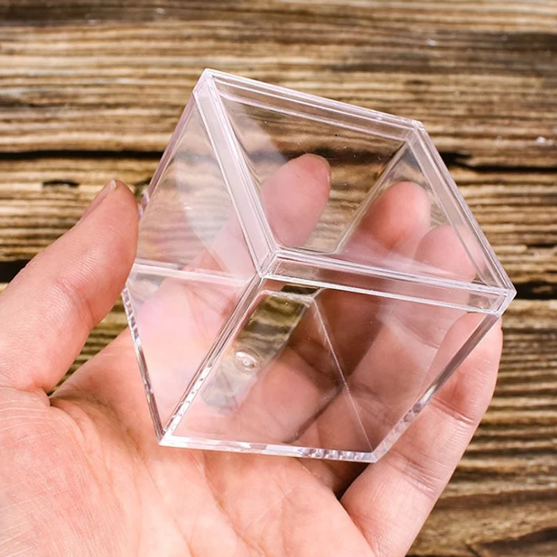 

1PC Transparent Wedding Favors and Gifts Boxes Cube Portable Organizer Container For Party Packaging Box