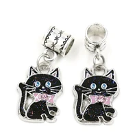 6pcs black enamel bowtie cat charms pendants for jewelry making bracelet necklace diy accessories 1430mm nm411