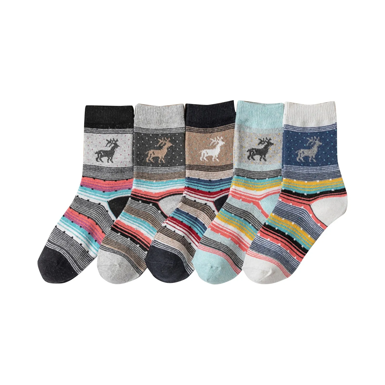 

5 Pairs Women Girls Fashion Strip Print Cotton Street Middle Tube Socks Stockings носки женские чулки носки Calcetines гетры