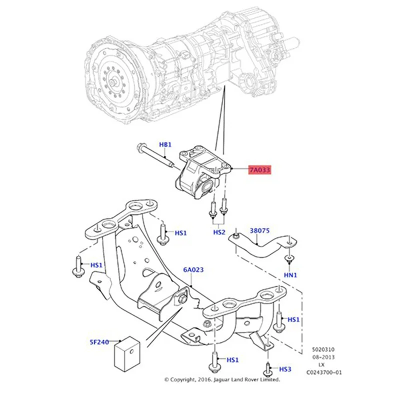 Детали двигателя Крепежный кронштейн коробки передач IAF 500021 Для Land Rover L663 L462 L405 LR