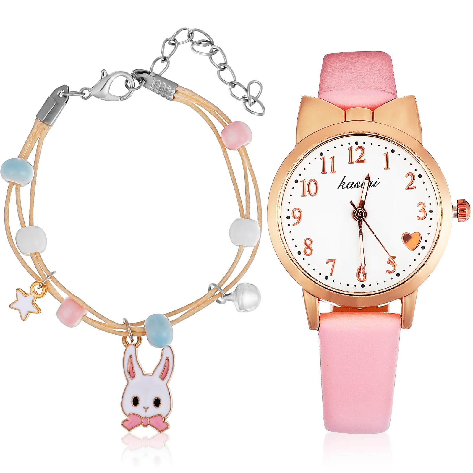 

Children's Watch Bracelet Girl Fashion Watches Kid Gifts Quartz Pu Student Girls'