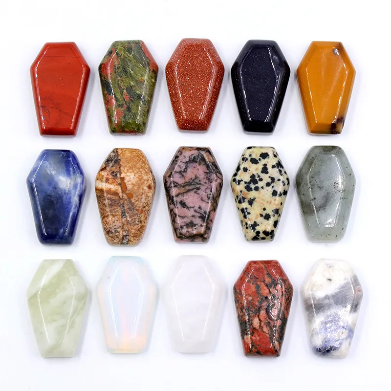 

12pcs Coffin Statue Natural Quartz Agate Crystal Healing Reiki Stones Carved Ornament Home Decorations DIY Necklace Jewelry