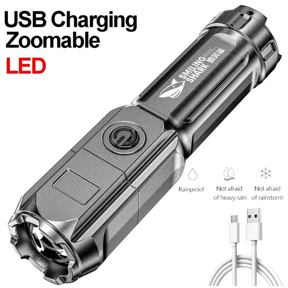 

1 шт., мощный перезаряжаемый фонарик, многофункциональный фонарик с фокусировкой, портативное Уличное оборудование для кемпинга