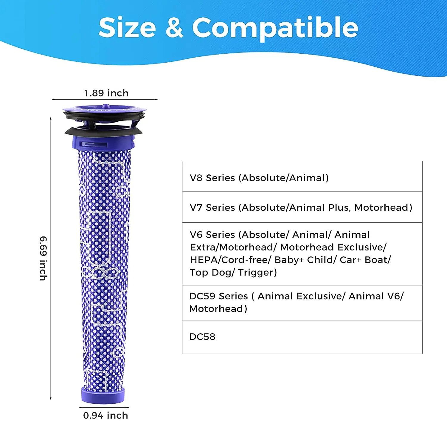 Фильтры для пылесоса Dyson v6 v7 v8 dc62 DC61 DC58 DC59 DC74 часть фильтра #965661-01 Fette - купить по
