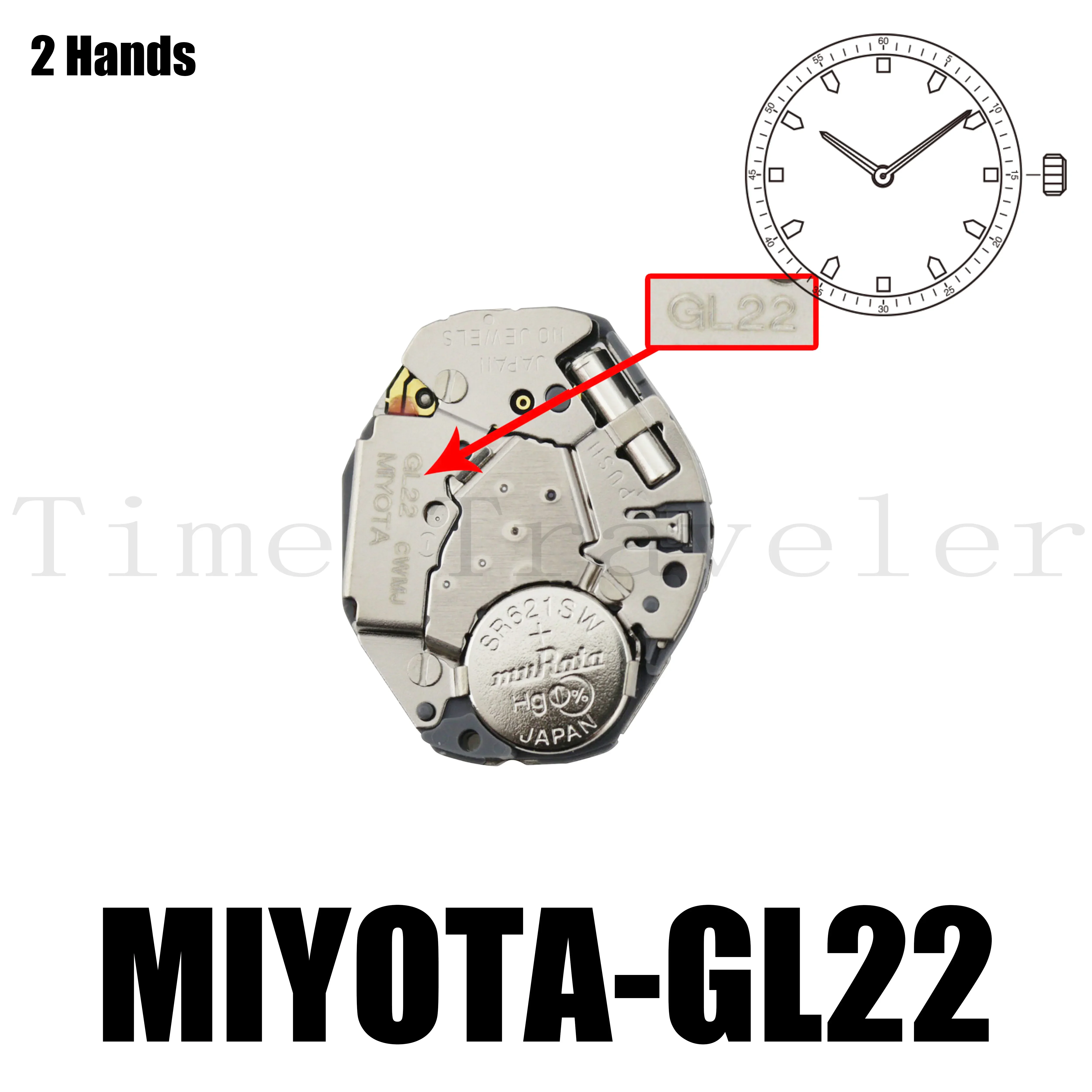Часовой элемент GL22 Miyota часовой размер 6 3/4x8 дюймов высота 2 28 мм срок службы