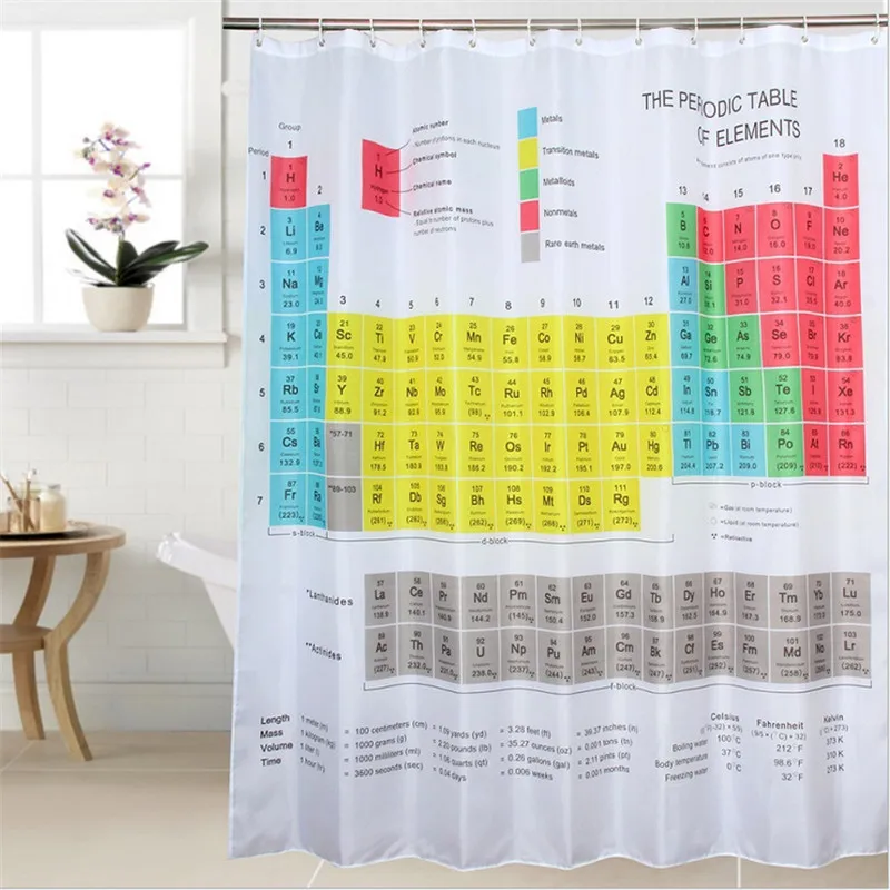 

New Periodic Table of Elements Bathroom Curtains Waterproof 3D Print Shower Curtain White Fabric Curtain For The Bath