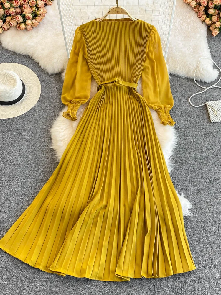 Женское Плиссированное вечернее платье весенне-осеннее лоскутное кружевное