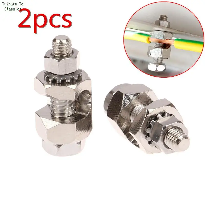 New 2Pcs Solar Panel Photovoltaic Ground Lug Fasteners Clips Cable Clamps For Solar Mounting System Easy Installation