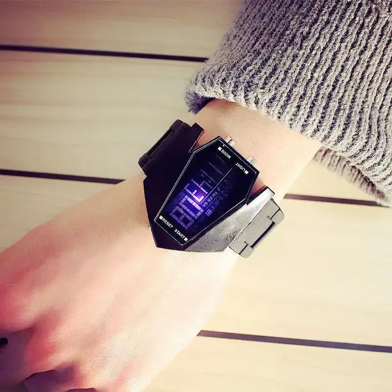 New LED aircraft watch trendy simple smart couple watch a pair of creative technology boys and girls digital wrist watches