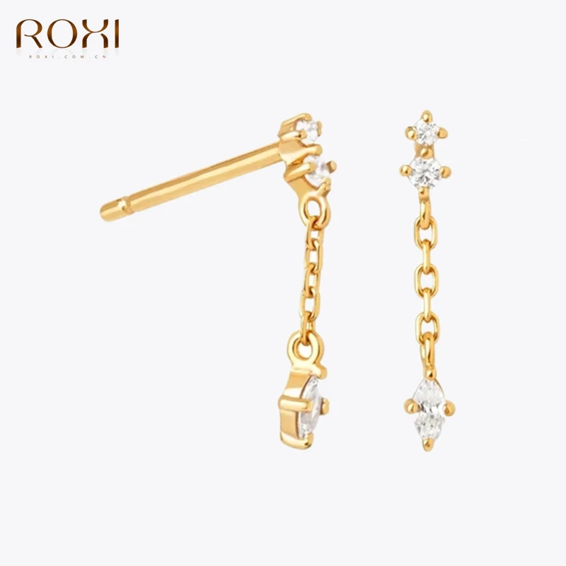 

ROXI Tassel Crystals Stud Earrings for Women 925 Sterling Silver Star Horse Eye Earring Jewelry Wedding Earing Piercing Brincos