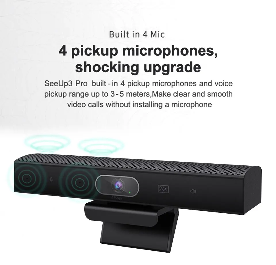 Веб-камера USB2.0 4K/2K/1080P 4 микрофона 90 °