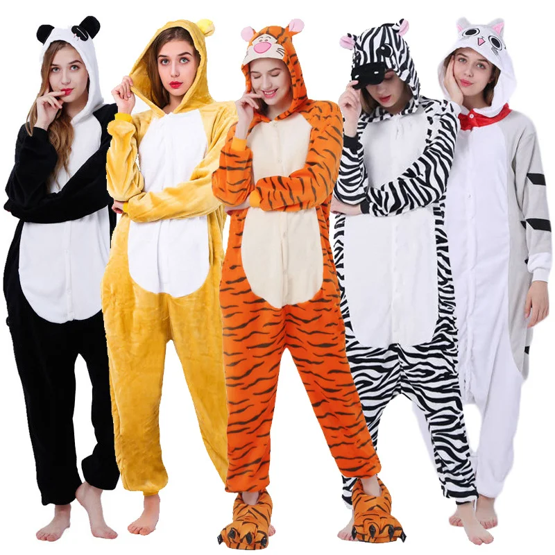 

Halloween Kigurumi Jednorożec Tygrys Piżama Dorosłych Zwierząt Panda Onesie Kobiety Mężczyźni Para Zimowa Piżama Garnitur Piżamy