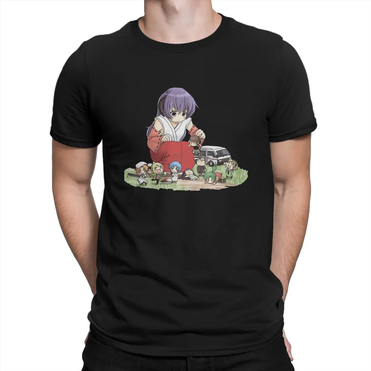 

Мужские милые футболки Higurashi, топы Higurashi No Naku Koro Ni из чистого хлопка, удивительные футболки с коротким рукавом и круглым вырезом