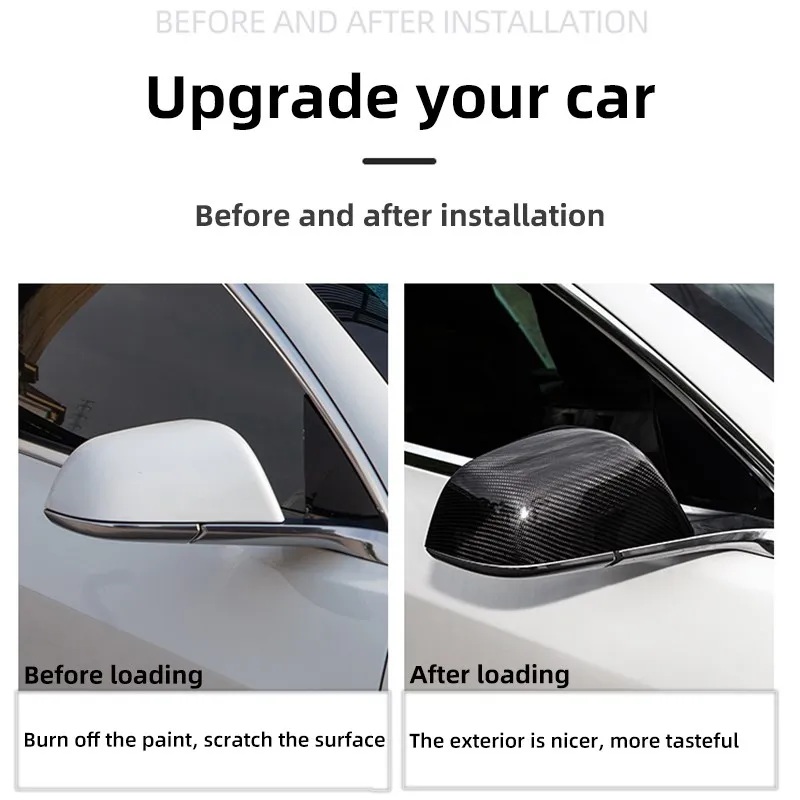 

2022 New ModelY Car Real Carbon Fiber Rear View Mirror Protective Cover For Tesla Model Y 2021 Accessories Matte Model Y New