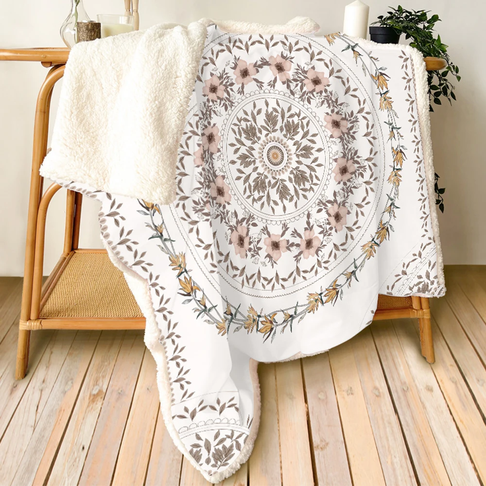 

Фланелевое Одеяло в богемном стиле, супермягкое теплое плюшевое одеяло с цветочным принтом, легкий удобный пушистый плед для дивана, кроват...