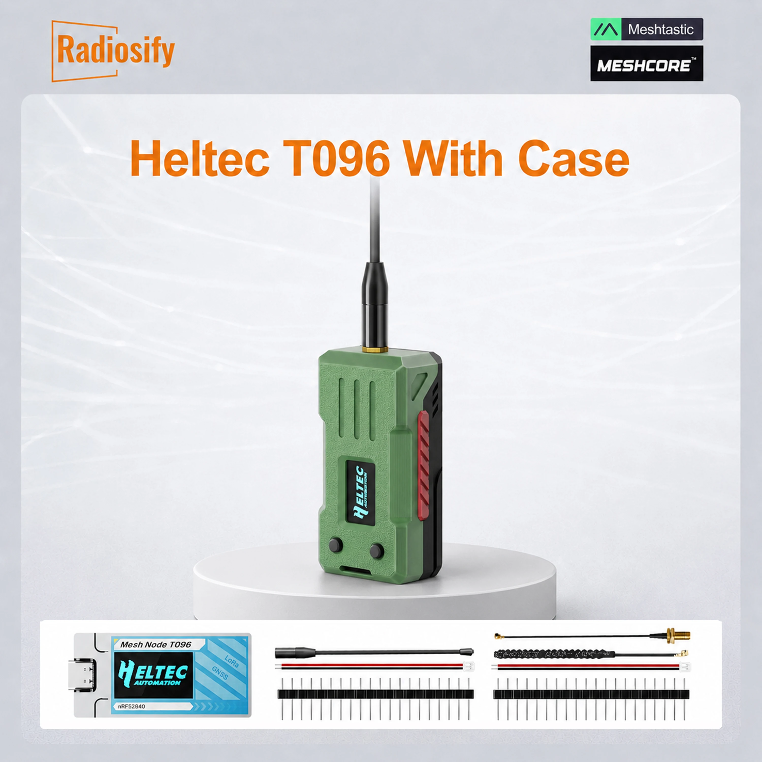 Фото Плата разработки Heltec T096 Mesh Node nRF52840 SX1262 LoRa с корпусом, поддержка Meshtastic MeshCore, Bluetooth, LoRaWAN, низкое энергопотребление №1