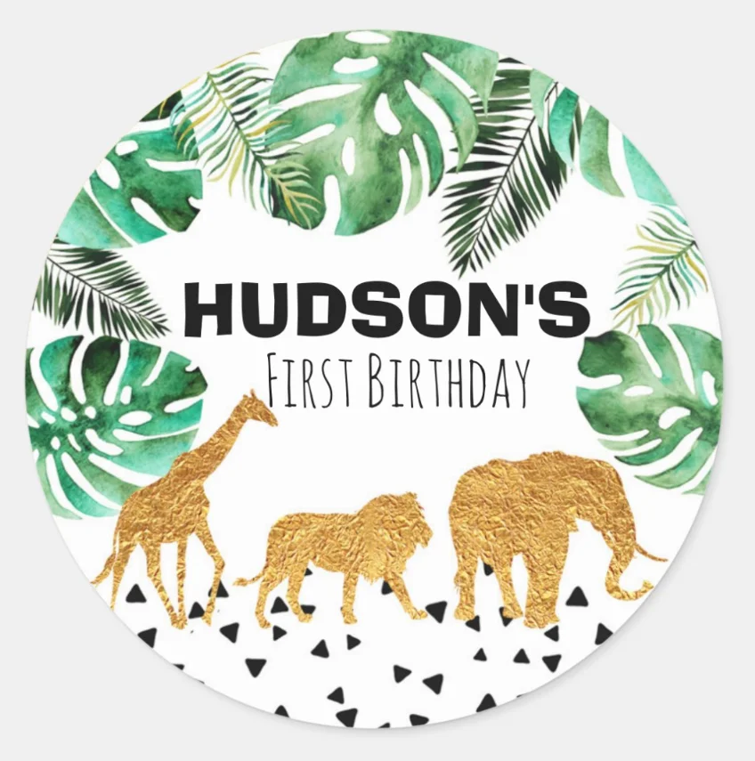 

Персонализированные наклейки для животных джунглей