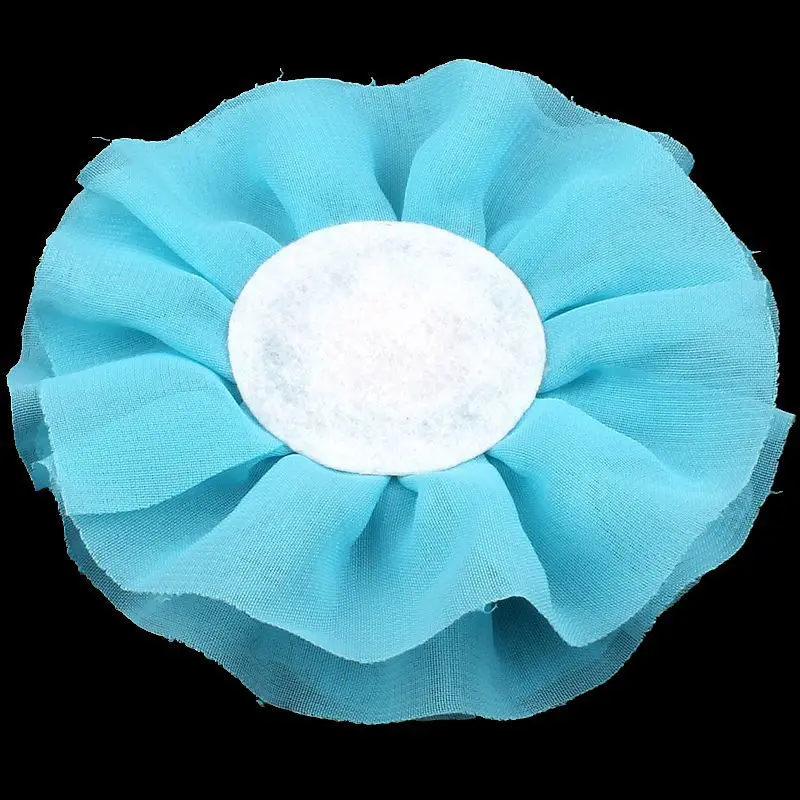 Фото 120 шт./лот, 4 дюйма, 15 цветов, большие шифоновые цветы + пуговицы с жемчугом и стразами для аксессуаров для волос, искусственные тканевые цветы для повязок на голову №3