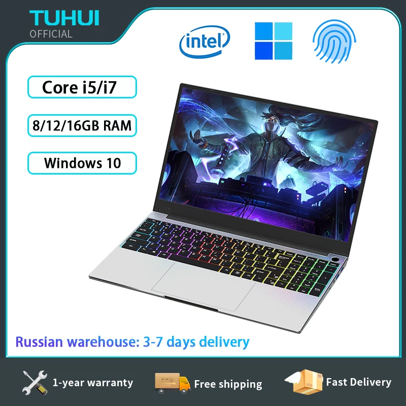

TUHUI Intel Core i5 i7 Gaming Laptop 12GB 16GB RAM 512G 1TB SSD Protable Notebook 15.6 Inch Screen Business Office Computer