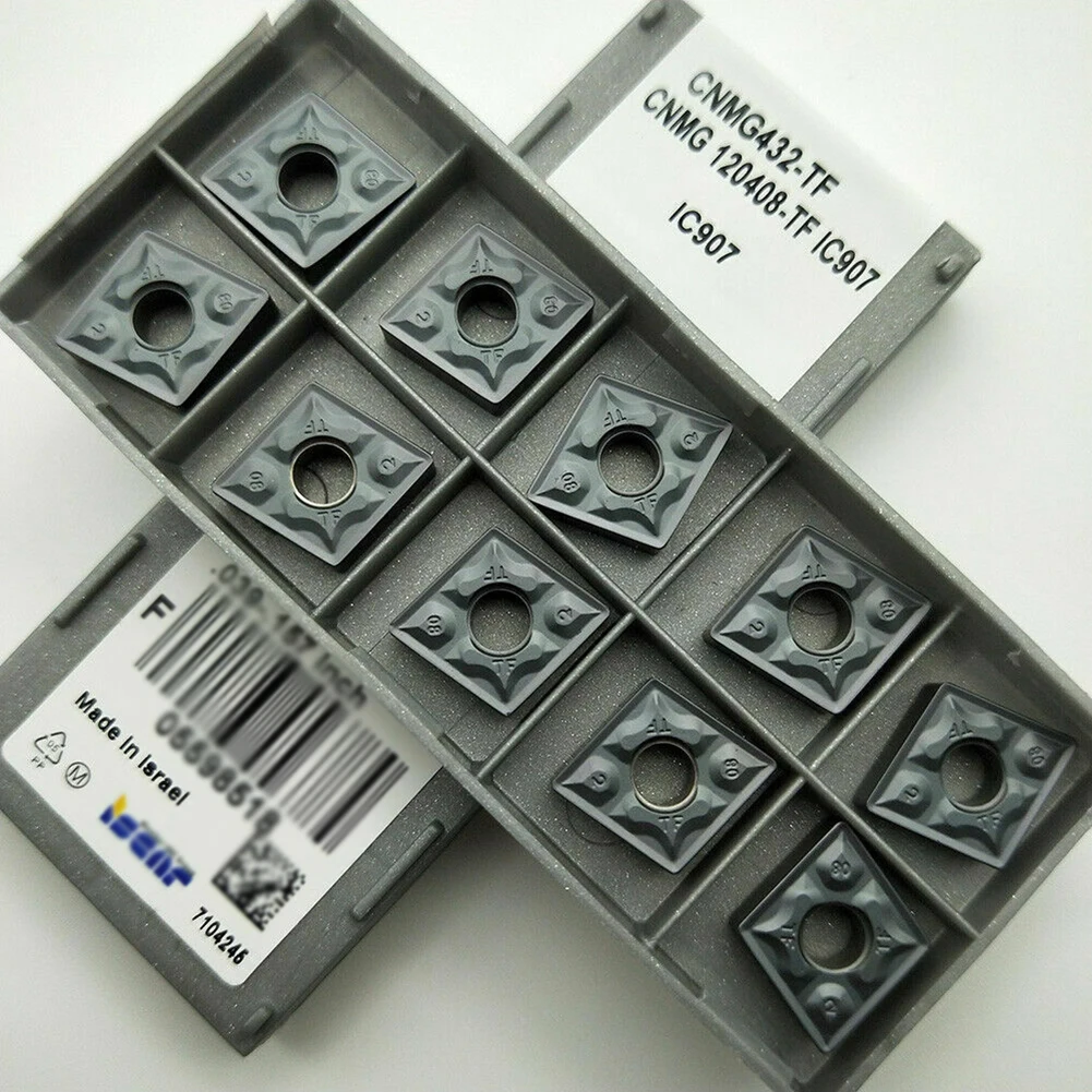 

CNC Turning Inserts Industrial 10 Pcs CNMG120408-TF IC907 Carbide High Grip Strength Internal Turning Tool Brand New