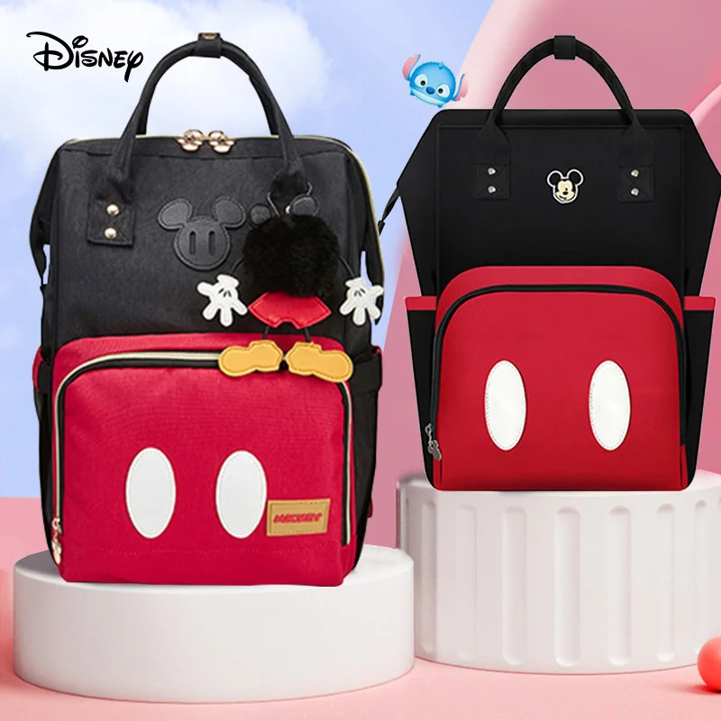 

Сумка для подгузников Disney с Микки Маусом, рюкзак для мам, дорожная сумка для коляски, вместительный органайзер для детских подгузников