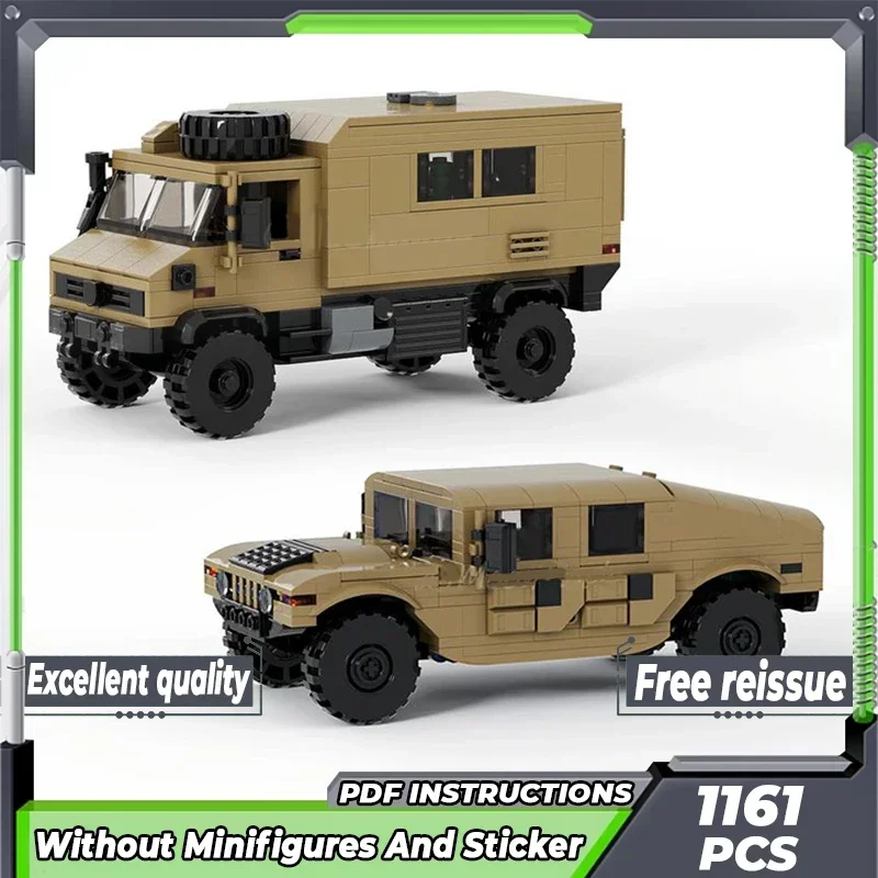 Модель военного автомобиля Moc строительные кирпичи Unimog U4000 GMC H1 автомобильные