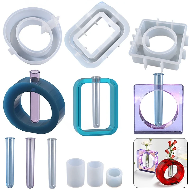 

Diy Crystal Glue Mold Minimalist Vase Twig Hydroponics Silicone Mold Oval Square Hydroponic Device Mould Making Decorative Mold