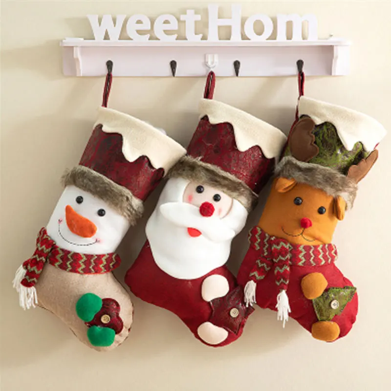 

Подарок на Новый год 2023, 1 шт., рождественские чулки, рождественские украшения для творчества, рождественские украшения для дома, рождествен...