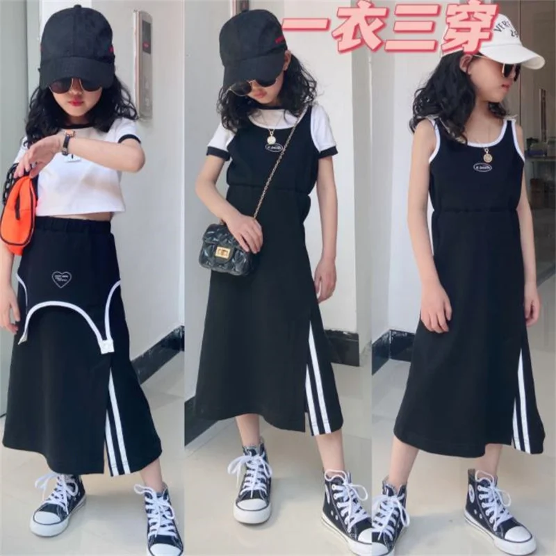 

Summer Sleeveless Tank Top Girls Long vest Dress Casual Dress children