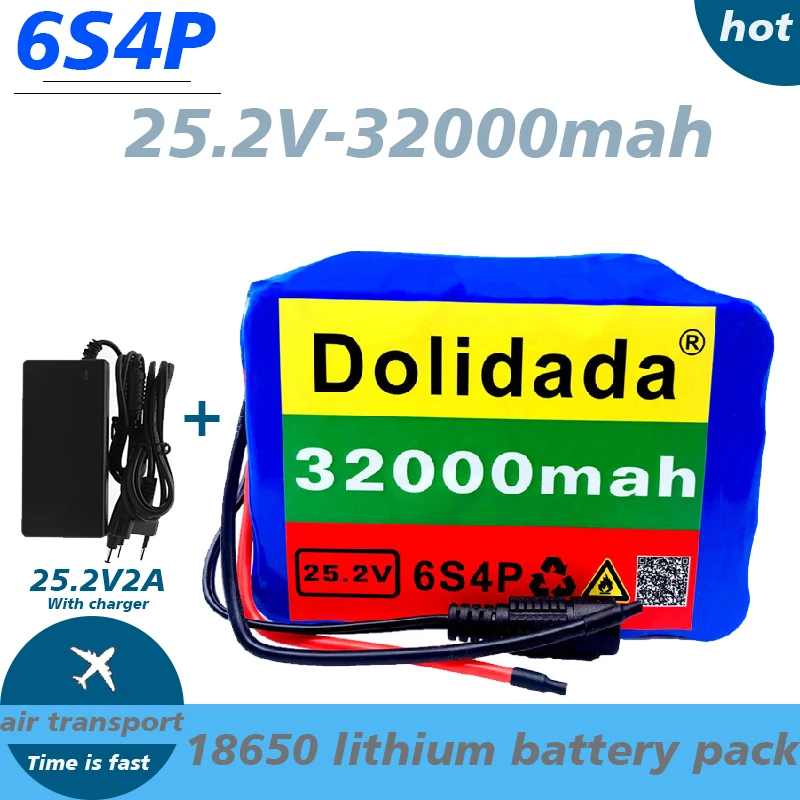 

Аккумулятор 6s4p 24 в 32 Ач 18650, литиевая батарея 25,2 в 32000 мАч для электрического велосипеда, мопеда/электричества/литий-ионного аккумулятора с з...