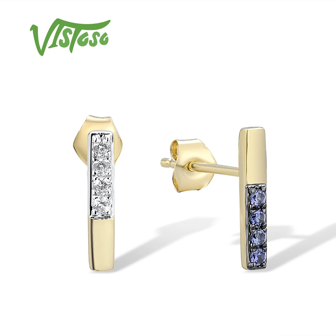 

Женские серьги с сапфирами VISTOSO, серьги-гвоздики из желтого золота 10 к 417 пробы, со сверкающими сапфирами, изящные модные ювелирные украшения...