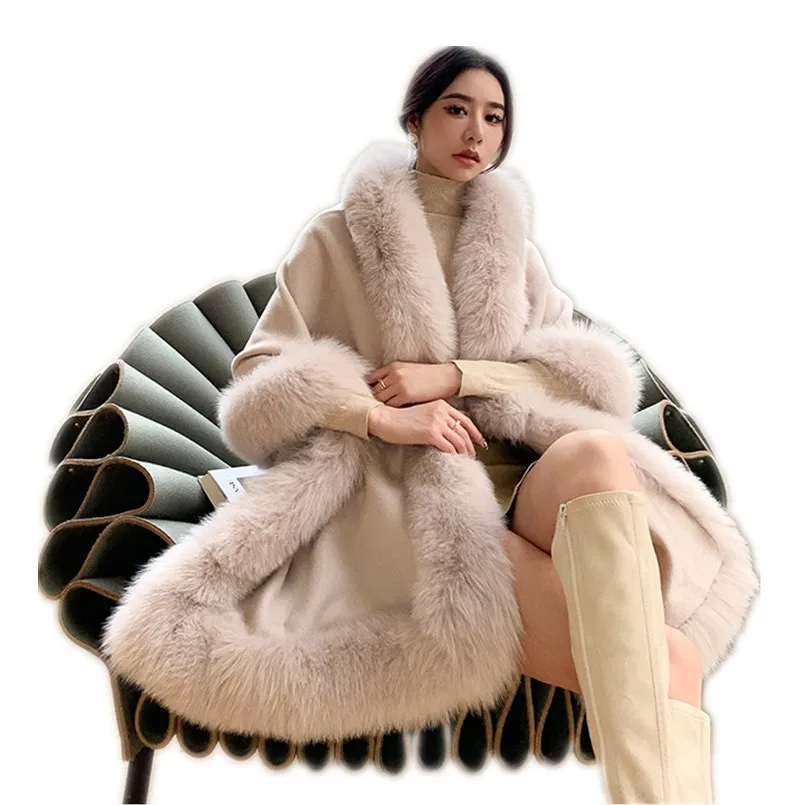 Большой женский роскошный зимний шарф с отделкой из натурального Лисьего меха