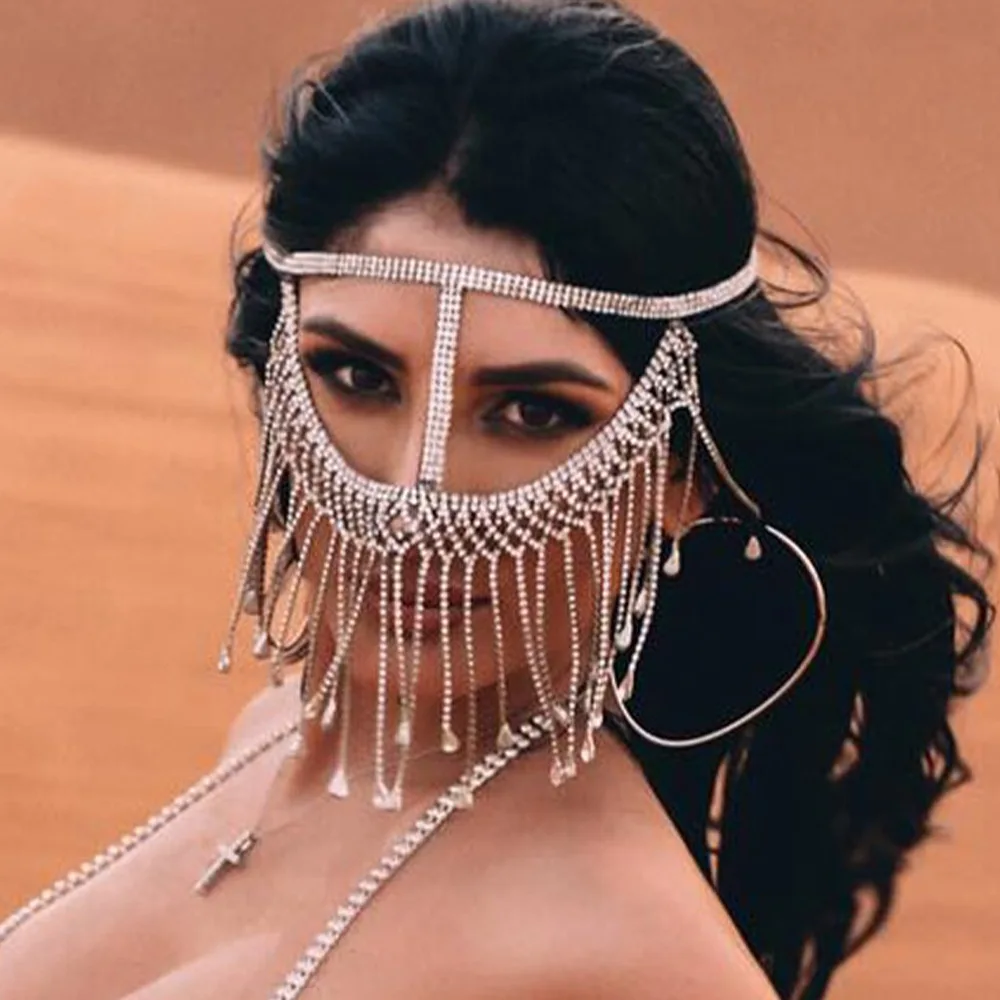 

Ювелирные изделия, искусственная цепочка, украшение лица для женщин, свадебные фаты, Свадебный Хрустальный сексуальный головной убор для танца живота 004
