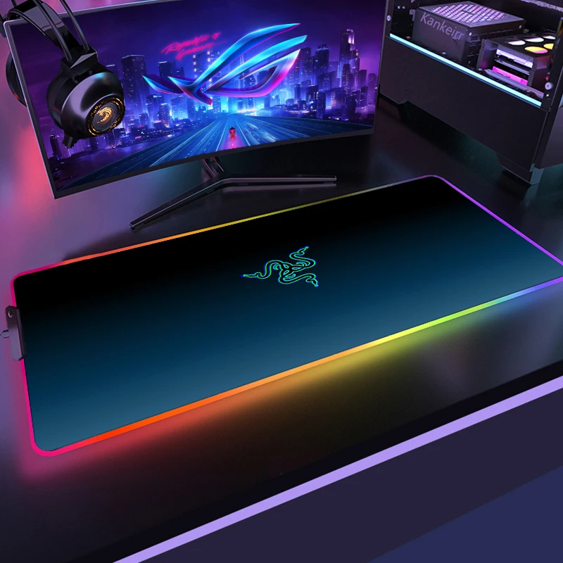 Коврик для мыши с Rgb-подсветкой, Аниме Коврик для мыши с подсветкой, защита для стола RAZER, светящийся настольный компьютерный коврик для BigGamer