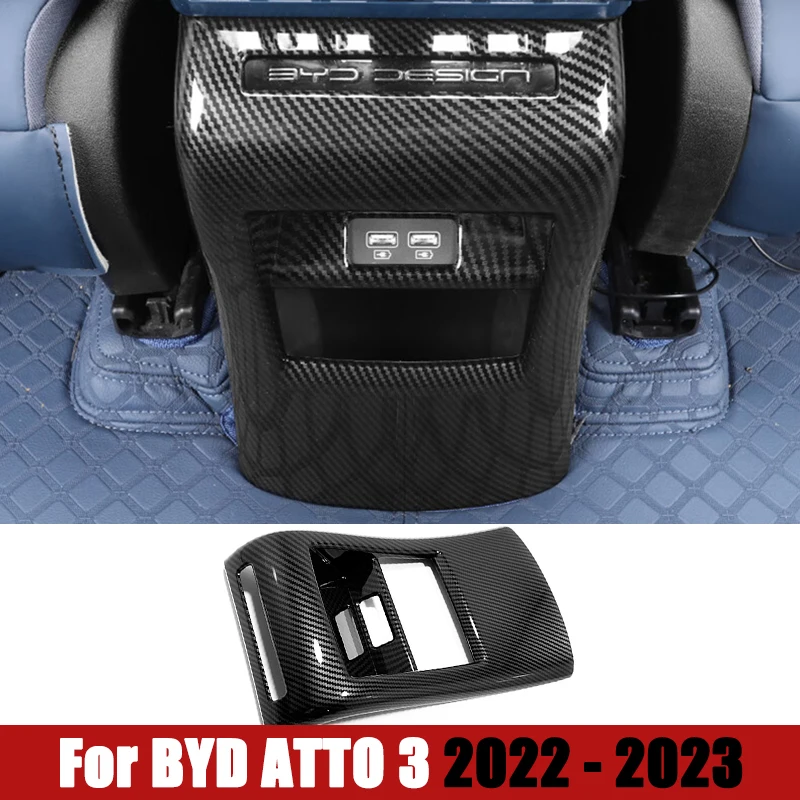 

For BYD ATTO 3 2022 2023 Rear Air Outlet USB Decorative Frame Armrest Sticker Scratch-resistant Protective Accessories