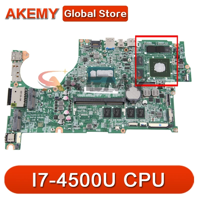 

Материнская плата для ноутбука Akemy для ACER Aspire V5-573P V5-573P I7-4500U, материнская плата DAZRQMB18F0 SR16Z N14M-GE-B-A2 DDR3