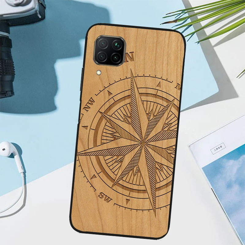 Фото Чехол с леопардовым принтом и компасом из дерева для Huawei Nova 7i 8i 3i 11i 12i 9 10 SE Y73 Y90 Y70 Y72 Y61 Y91 P30 P40 Lite P60 Pro №5